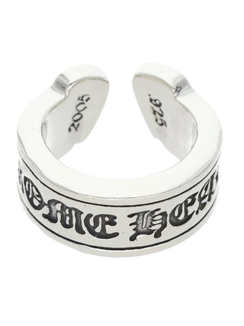 Chrome Hearts LG Scroll Label Large Silver Ring